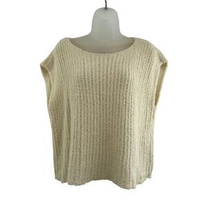 Eileen Fisher Womens Small Cap Sleeve Ladder Stitch Pullover Sweater Sleeveless